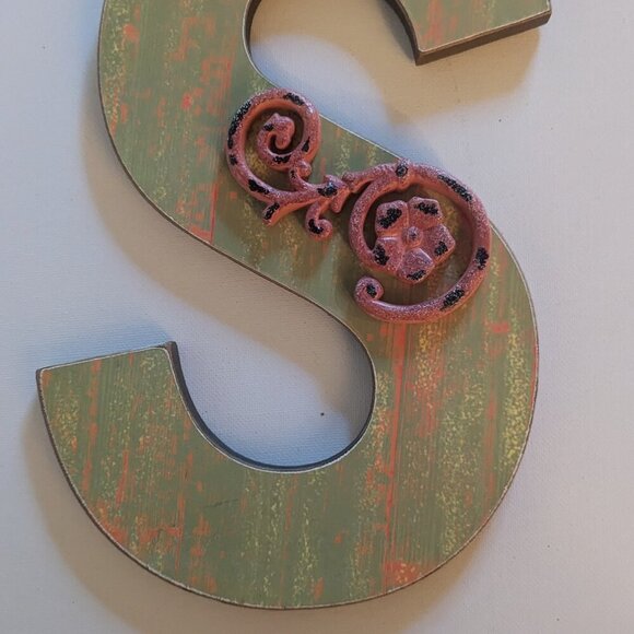 NWT Big Letter 'S' Rustic Alphabet Sign Autumn Shabby Chic Michael's Home Decor - Picture 2 of 7